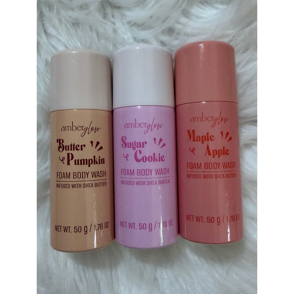 Amberglow Foam Body Wash Set 3pk Butter Pumpkin Sugar Cookie Maple Apple 1.76oz